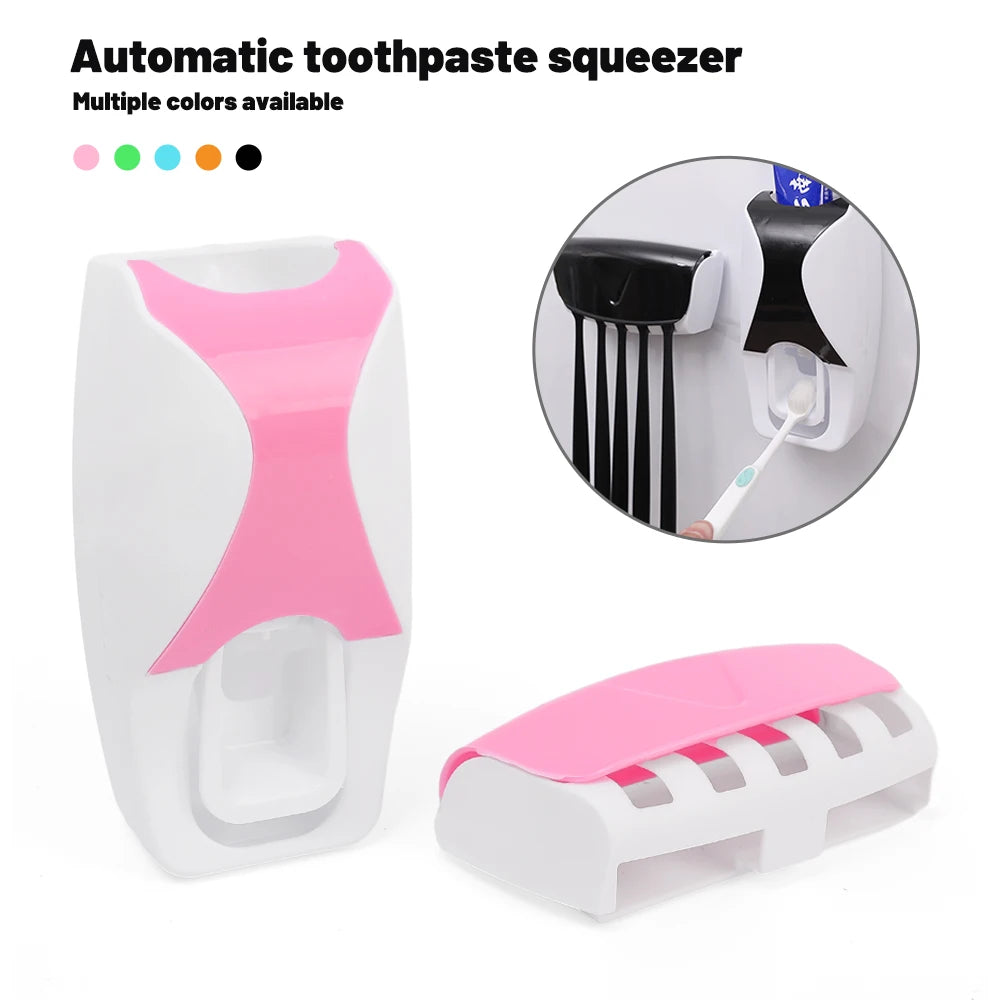 Toothbrush Holder with Automatic Toothpaste Dispenser Wall Mounted Toothbrush Razor Storage Rack Bathroom Toothpaste Squeezer