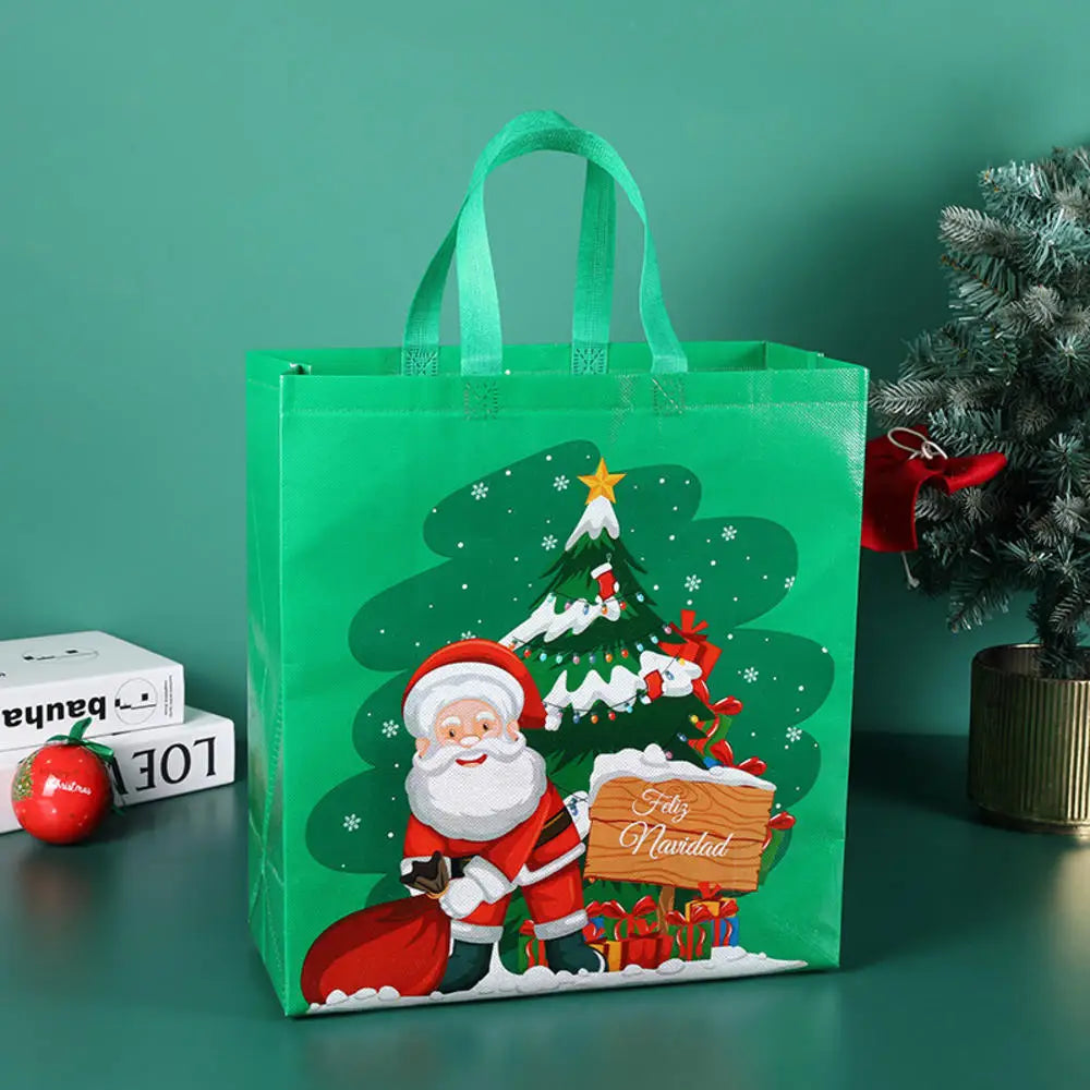 Non Woven Fabric Waterproof Gift Tote Bag Christmas Party Folding Bag Clothing Storage Bag Christmas Print Package Gift Bag