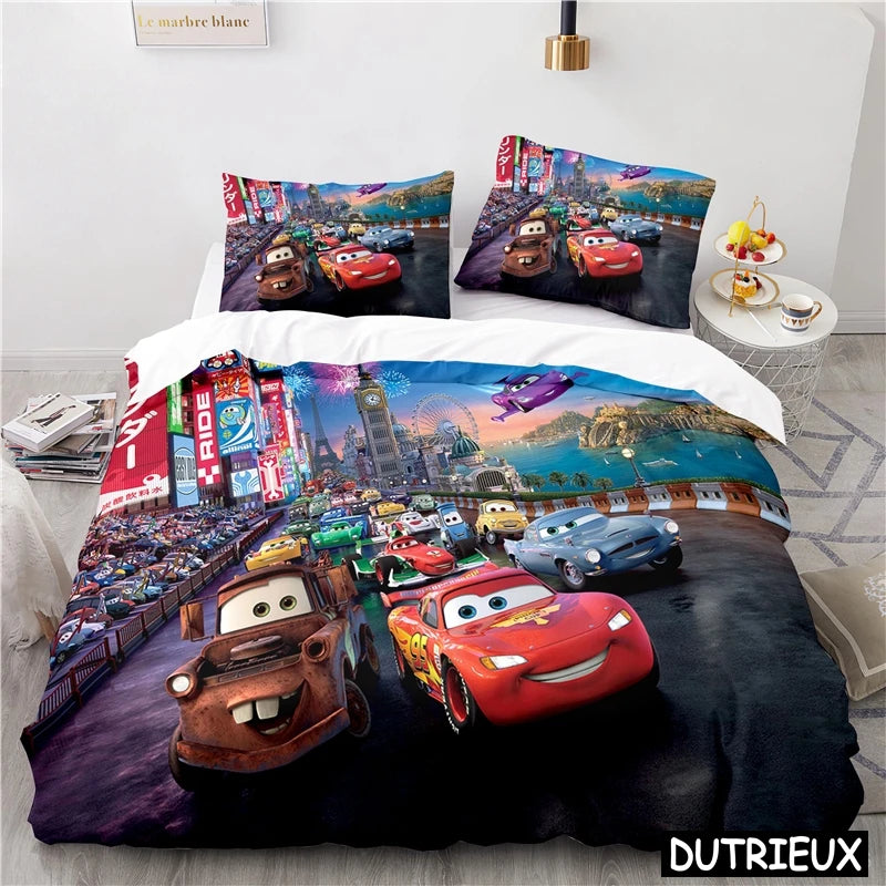 Comforter Cover Lightning McQueen Mater 3D Print Bedding Set Comforter Cover With Pillowcase Soft Duvet Cover Set For Children Boys Gift