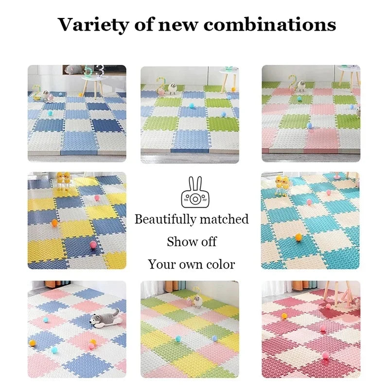 1cm Thick Foam Mats for Kids Children Foam Floor Mat Children's Stitching Crawling Climbing Home Bedroom Living Room Tatami Play Mat 4Pcs