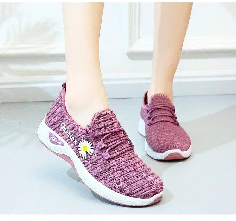 women's light running shoes Adult sneakers,net shoes, comfortable soft soled sneakers, women's breathable casual single shoes