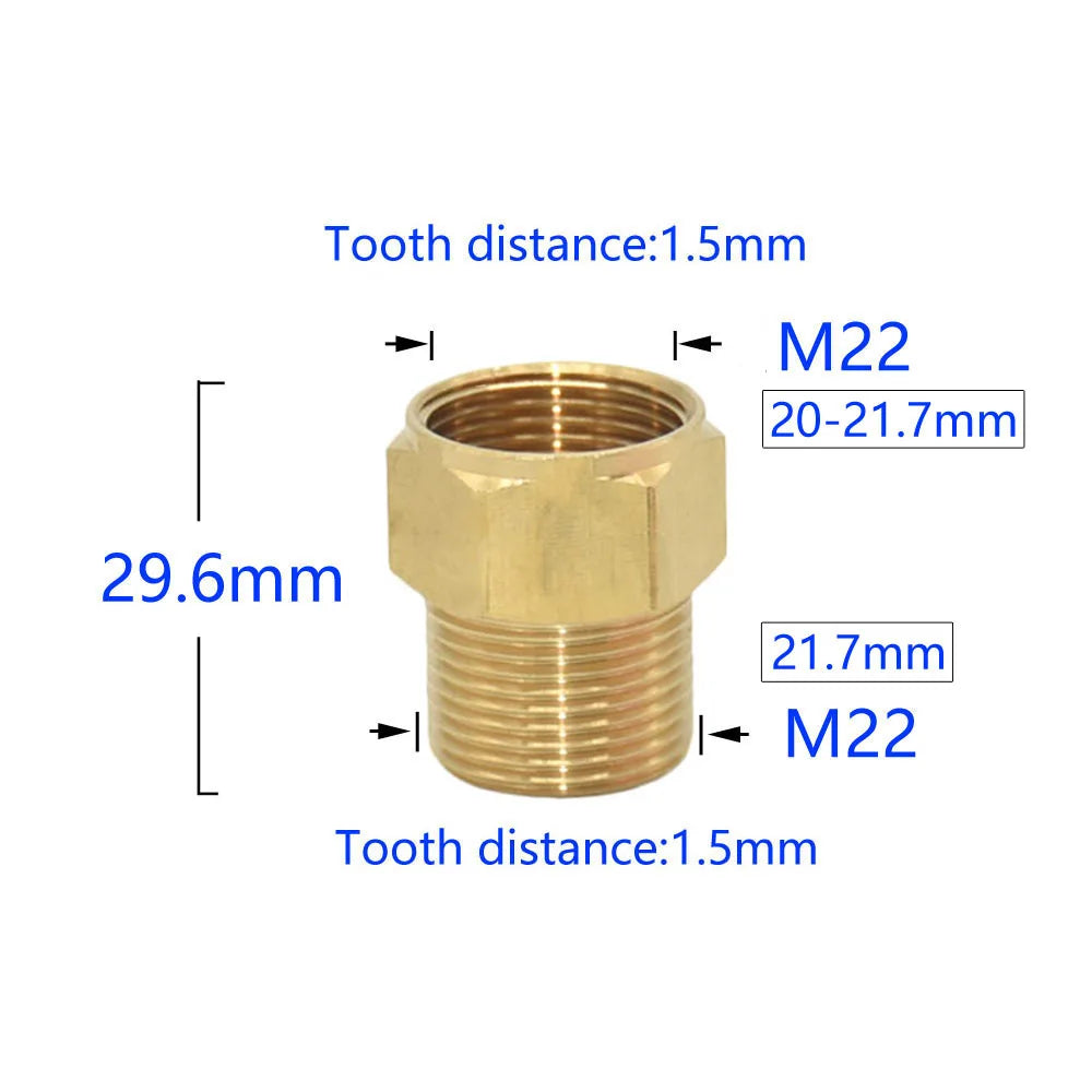 Brass M22 M14 M18 To 3/8" 1/2" 3/4" Thread Connector Transition Coupler Cleaning Copper Machine Repair Fitting