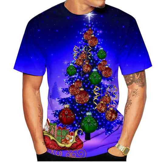 Men/Women Christmas T-shirt Santa Claus Short Sleeve 3D Printed Cool Christmas Eve T-shirt