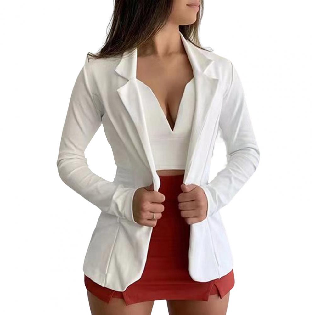 Autumn Blazer Windproof Women's Casual Suit Jacket No Button Warm Chic Open Front Design for Seasonal Wear