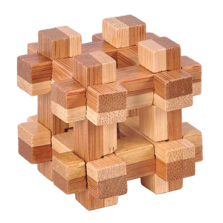 Brain Teaser Kong Ming Lock 3D Wooden Interlocking Burr Puzzles Game Toy For Adults Kids IQ Brain Teaser Kong