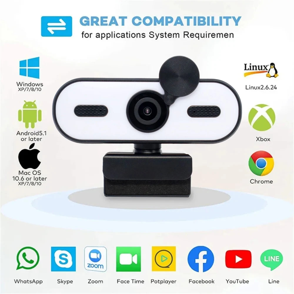 4K 2K Mini Webcam 1080P HD for PC Laptop Autofocus 30 FPS USB Webcam with Noise-Reducing