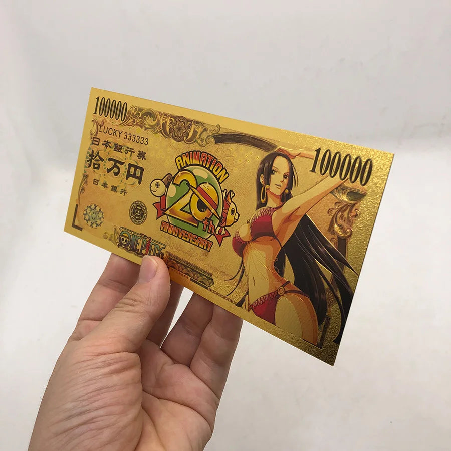 Anime One Piece Toy Golden Cards PVC Zoro Luffy Nika 10 Kinds New Commemorative Banknote Collections Toys Gifts For Party