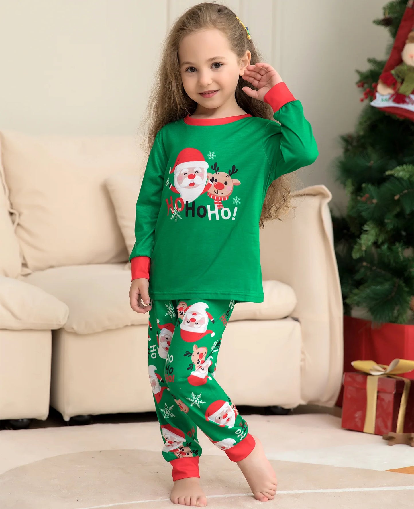 Pajama for Christmas family Matching clothing Old man print fashion pajamas pajama pants Parent-child outfit Mom, Dad, child, dog, family 2 sets