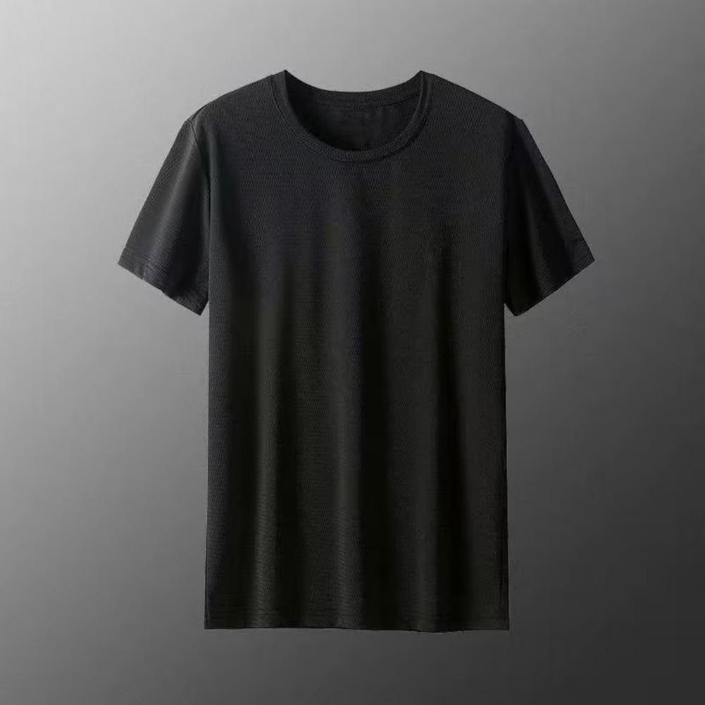 Men's Ice Silk Quick Dry Mesh T-shirt Summer Loose Sportswear Thin Breathable Short-sleeved