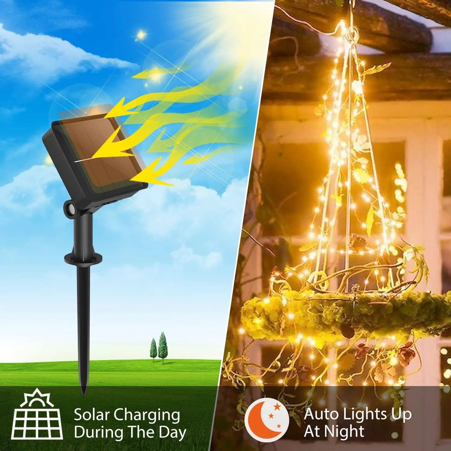 4pack Solar Sting Light Waterproof 8 Modes Outdoor String Lights for Holiday Christmas Party Fairy Lights Garden Decoration