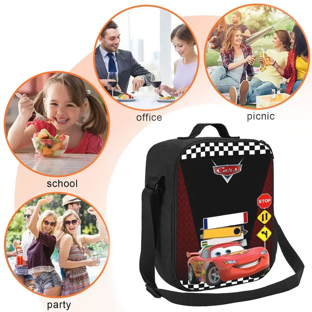 Lightning McQueen Racer Thermal Insulated Lunch Bag Women Lunch Tote for Kids School Children Storage Bento Food Box