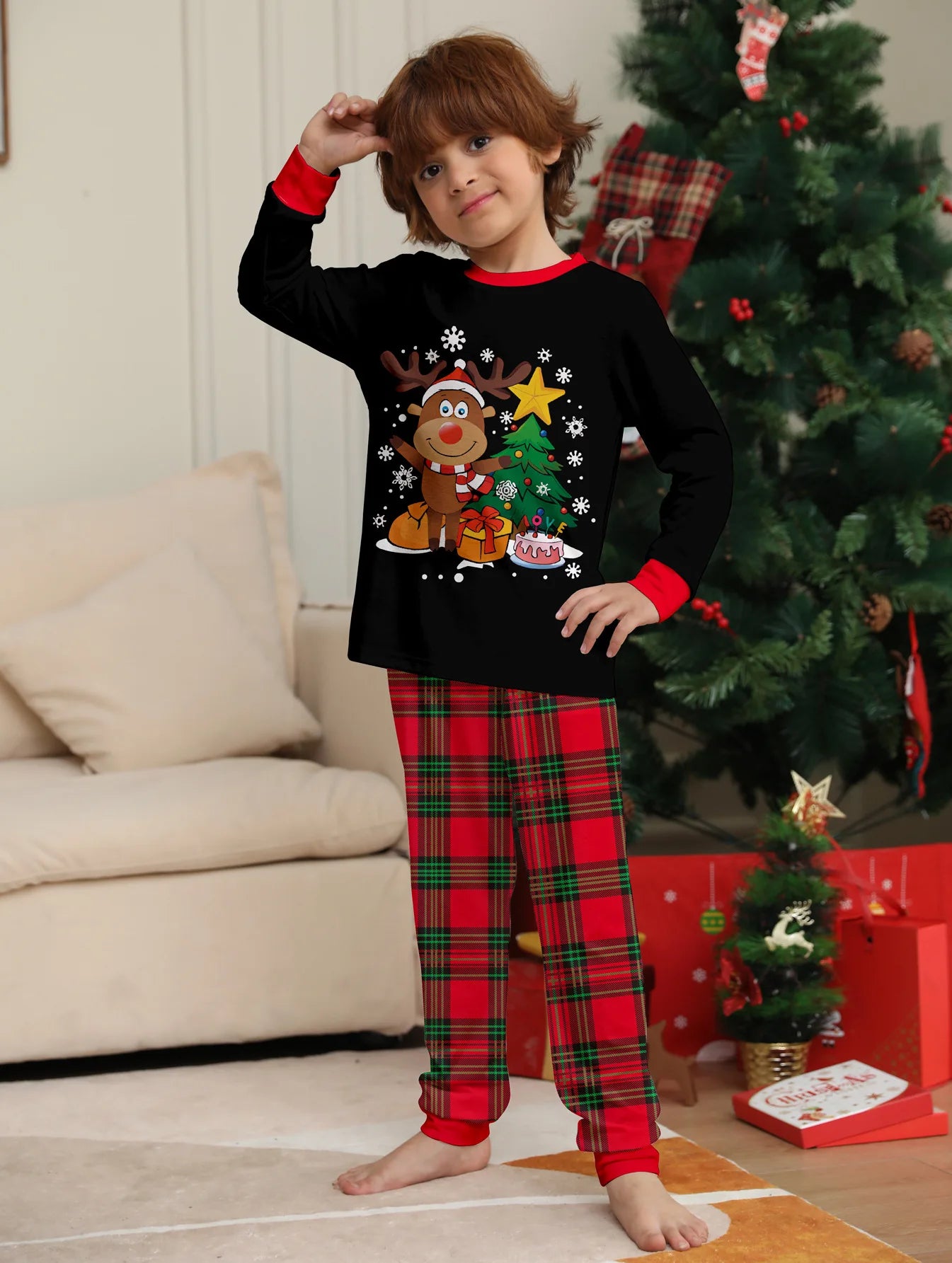 Christmas tree Pajama printing family Christmas set for a family of four pajamas pants 2 pieces