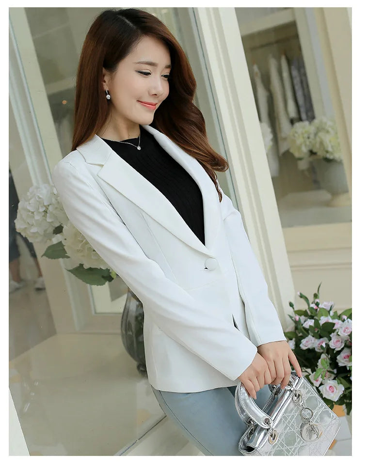 Women Blazer Korea Casual Slim Blazers Jackets Work Coat Outerwear Fashion Spring Career Female Jacket Office Lady NS5262