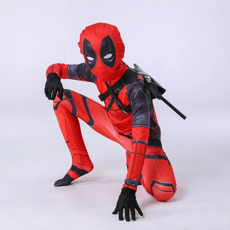 Deadpool Costume Men Women Kids Cosplay Mask Suit Jumpsuit Backpack