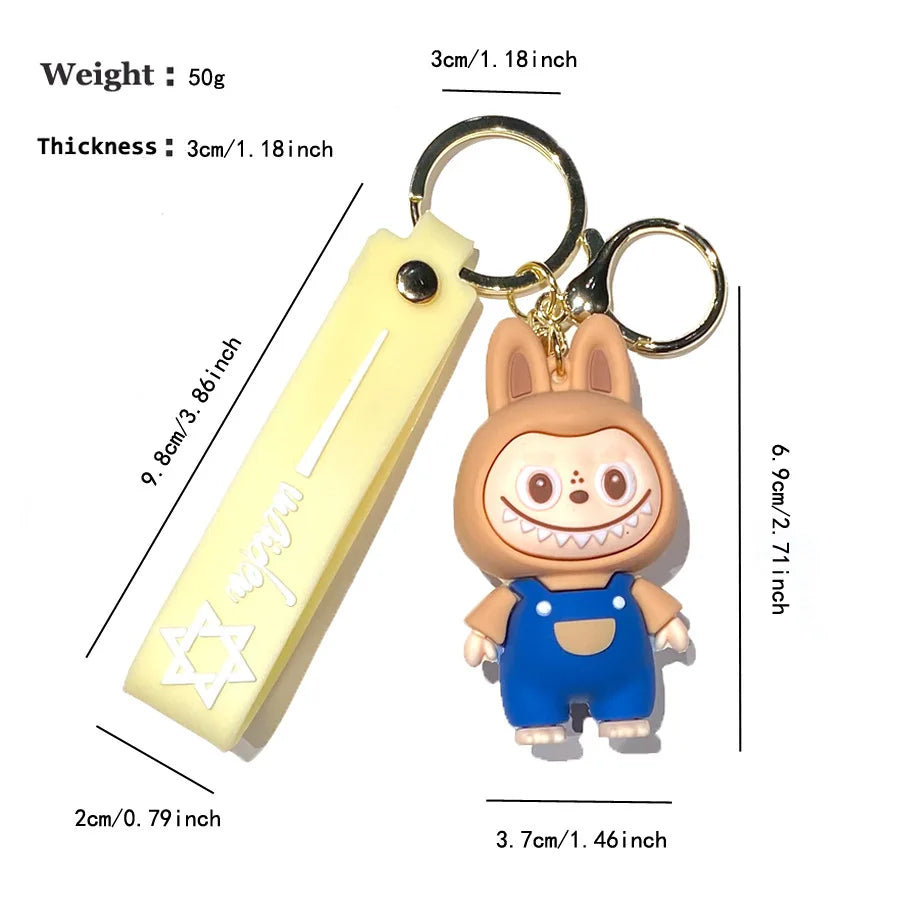 Cartoon Labubu Small Sheep Keychain Girls Backpack Pendant Car Key Chain Pendant Gift Cute Lamb Kawaii  Bag Keyring wholesale