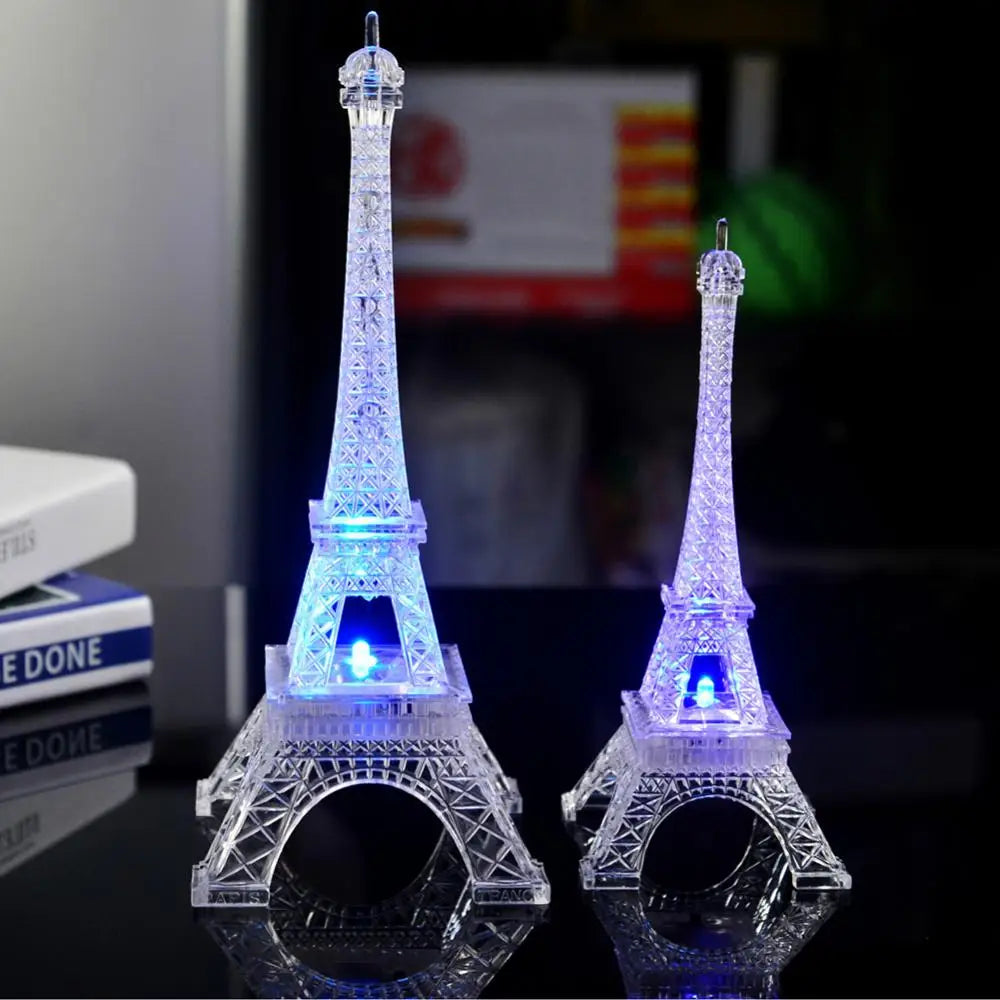 Night Light Mini LED Eiffel Tower Color Changing Home Bedroom Party Lamp Decor