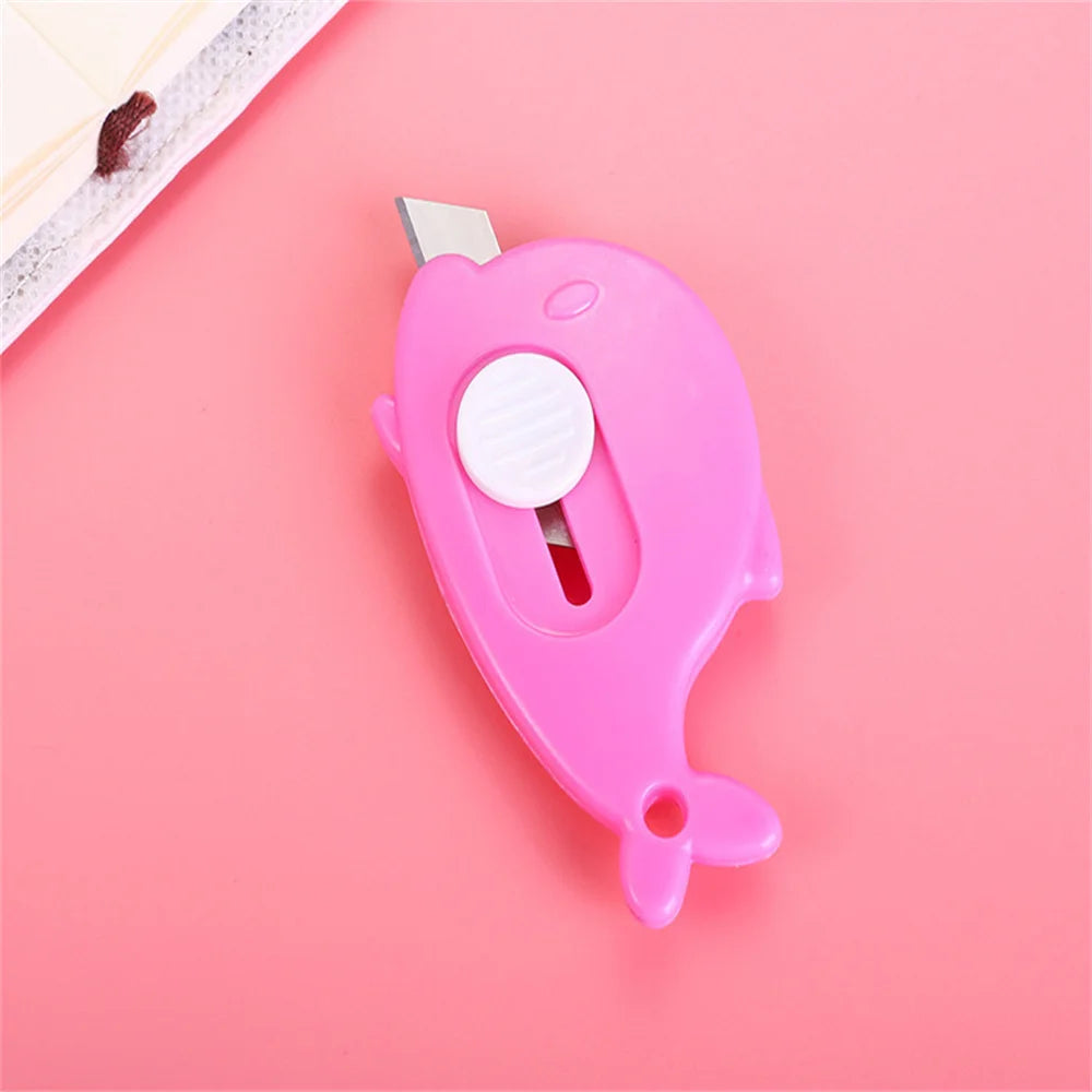 Mini Utility Knife Whale Shape Child Utility Knife Stationery Letter Opener Paper Cutter Craft Knife With Key Chain Hole