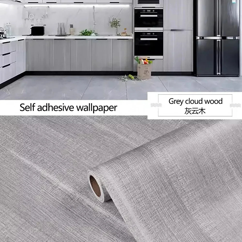 Waterproof Wood Vinyl Wallpaper Self Adhesive wallpapers Doors Cabinet Desktop Modern Furniture Decorative wall Paper