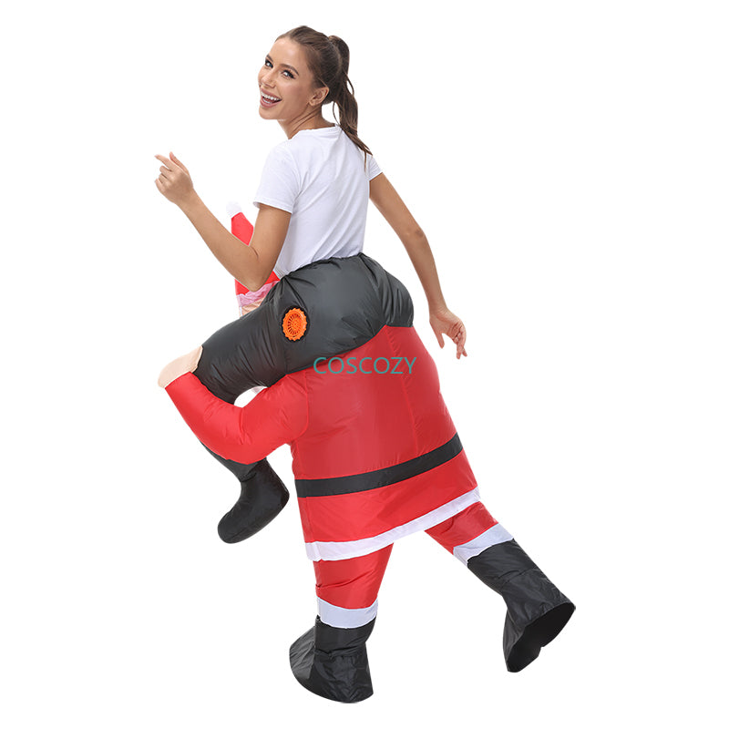 New Christmas Adult Riding-Santa Claus Inflatable Costumes Halloween Party Mascot Fancy Role Play