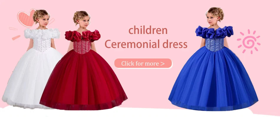 Children Princess Girls Party Wear Kids Christmas Dress Girl's Birthday Dress Baby Girl Wedding Banquet Clothes 3-14 years