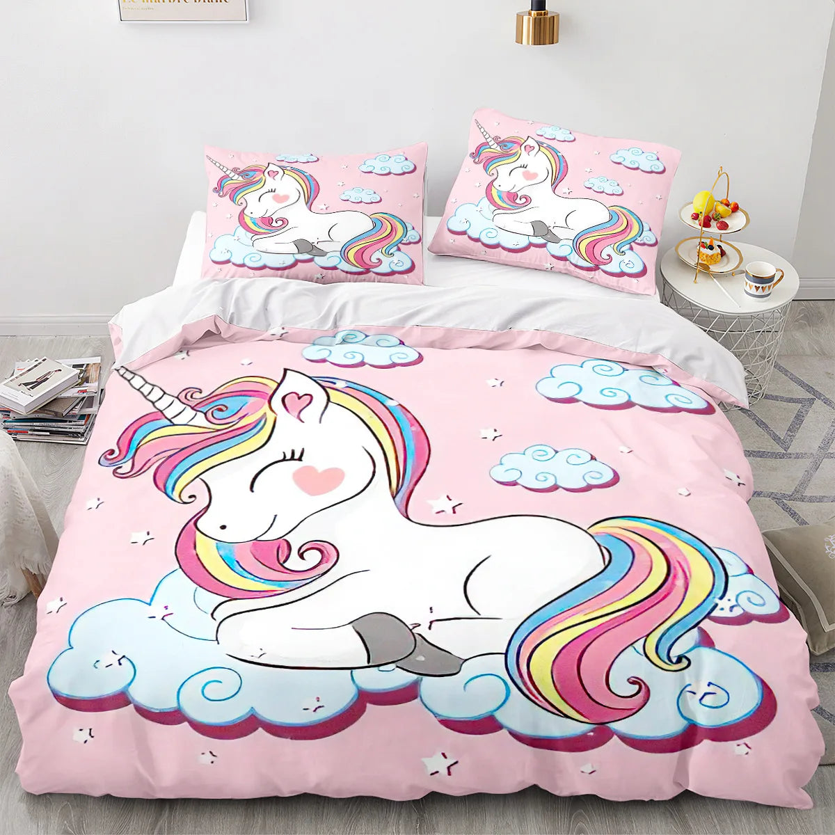 Unicorn Duvet Cover Set Single Double Twin Size Home Decor For Girls Kids Adults Cute Unicorn Bed Linen Kawaii Bedding Set