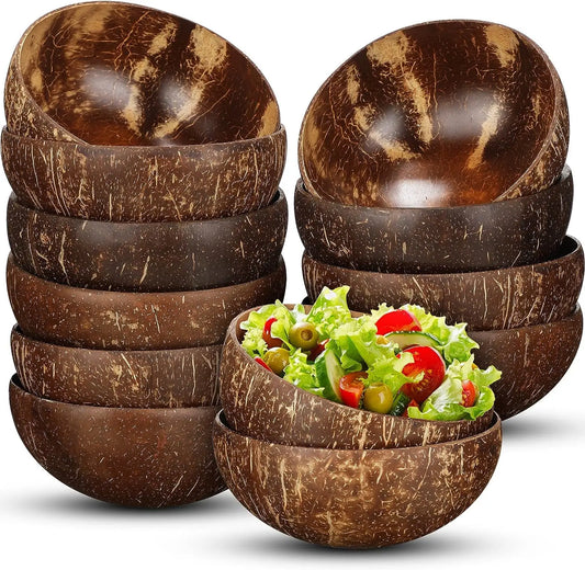 Coconut Shell Bowls for Serving Dishes Wooden Salad Wood Reusable Bowl Serving Utensils Natural