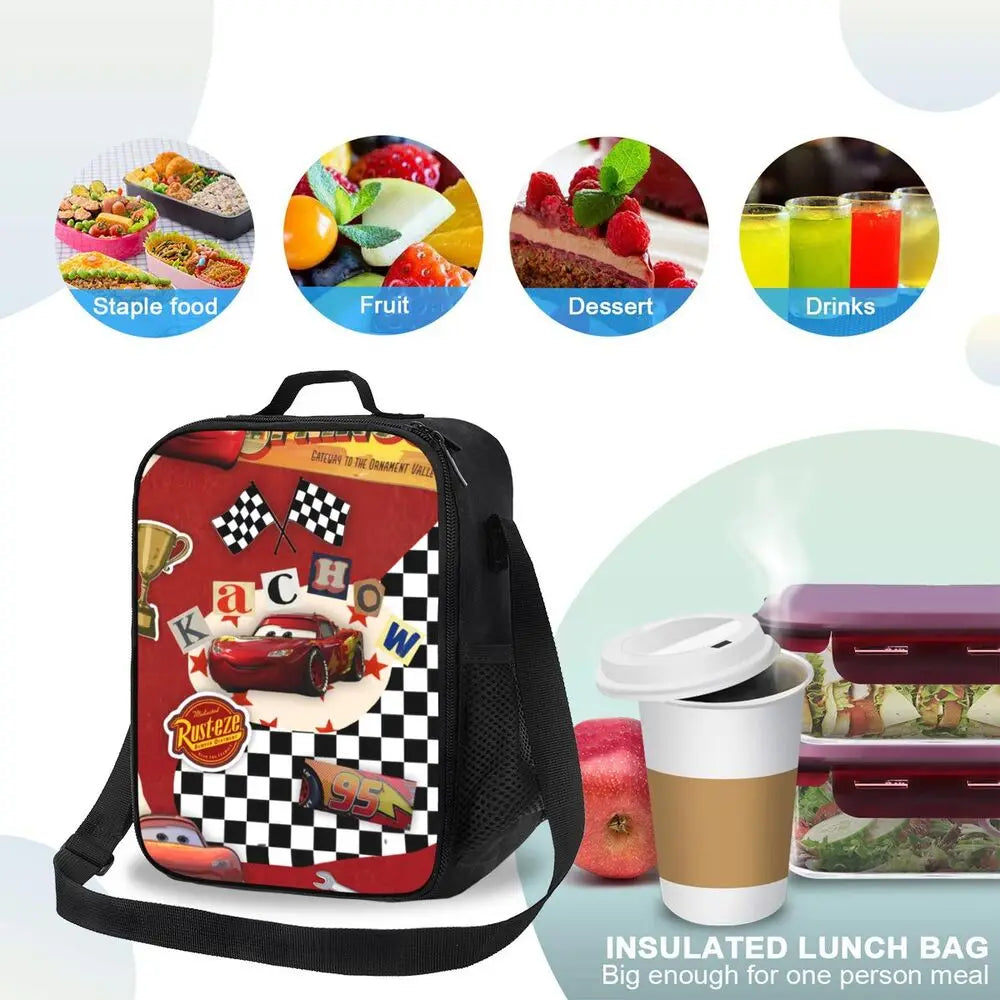 Lightning McQueen Racer Thermal Insulated Lunch Bag Women Lunch Tote for Kids School Children Storage Bento Food Box