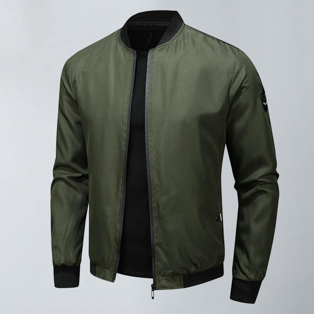 Plus Size Windbreak Jacket Men Fashion Casual Solid Color Jackets Coat Spring Autumn Camping Jacket Male Outerwear Black