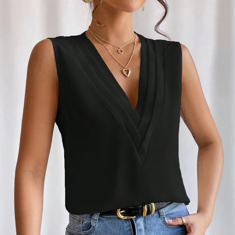 Casual Sleeveless Blouses For Women Fashion Summer Women's Oversized Shirts And Blouses Elegant Youth Female Tops