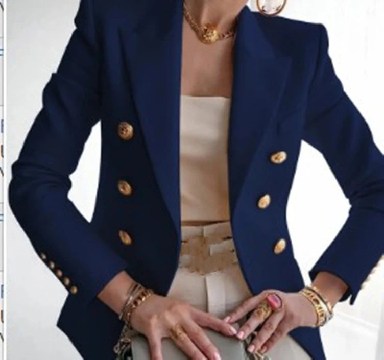 Women's Casual Turn Down Collar Long Sleeve Suit Outerwear Office Lady Spring Autumn Fashion Elegant Solid Blazer Coats For Women