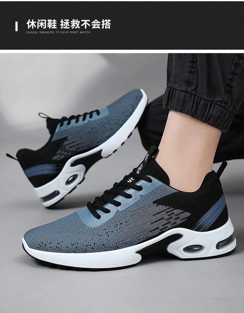 Men's Shoes lace-up Soft sole sports single shoes flying woven Casual style men's Running shoes sneakers