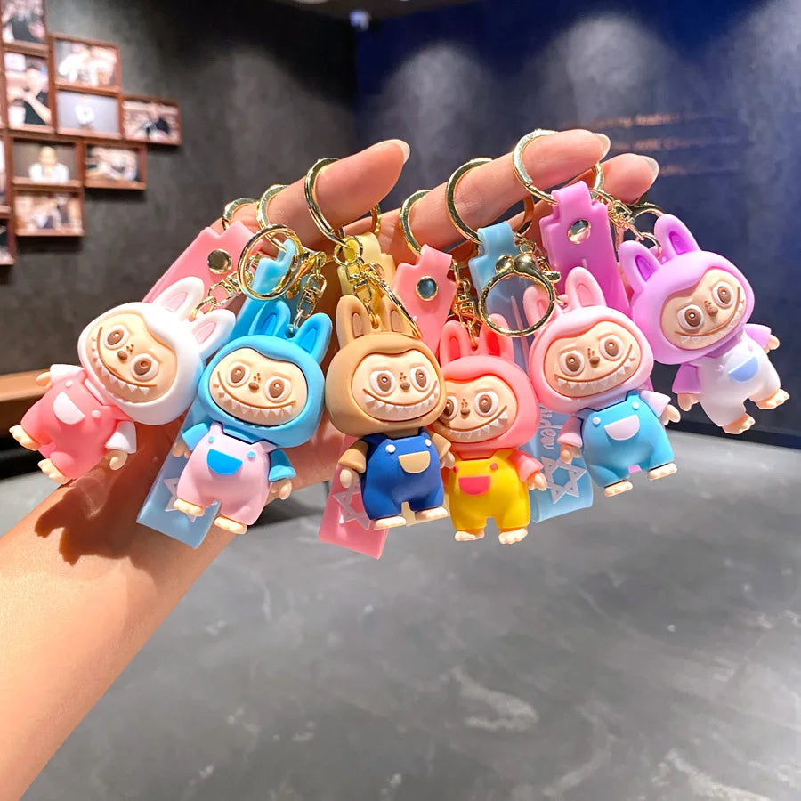 Cartoon Labubu Small Sheep Keychain Girls Backpack Pendant Car Key Chain Pendant Gift Cute Lamb Kawaii  Bag Keyring wholesale