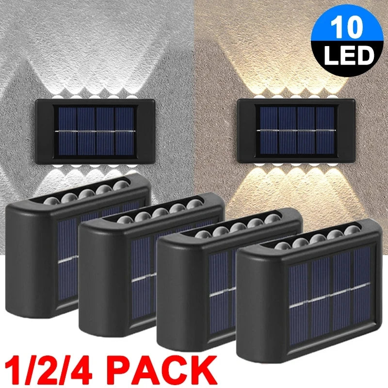 10 LED Solar Wall Lights Outdoor Waterproof Solar Powered Security LED Light For Garden Yard Fence Home Decoration Lighting