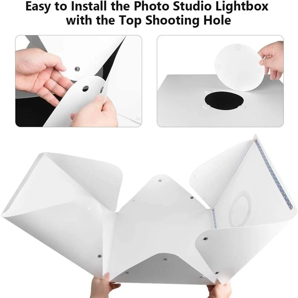 Folding Lightbox 20/30/40cm Portable Photography Photo Studio Tent LED Softbox Background Kit USB Mini Light Box For DSLR Camera