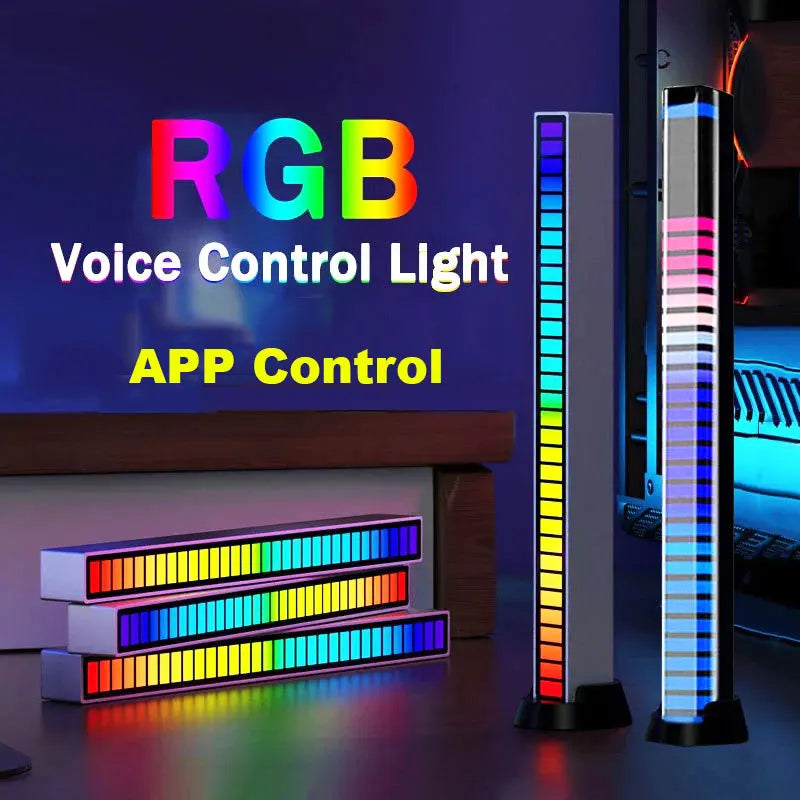 RGB Voice Control Synchronous Rhythm Light Internet Popular Colorful Music Ambient Light Car Desktop Induction Creative Led Pick