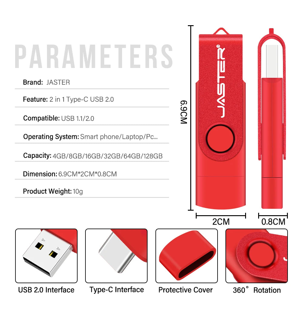 Free Custom Name OTG 2-in-1 USB Micro Type-c Flash Drive 4GB 8GB 16GB Real Capacity Pendrive for Android Smartphone Laptop