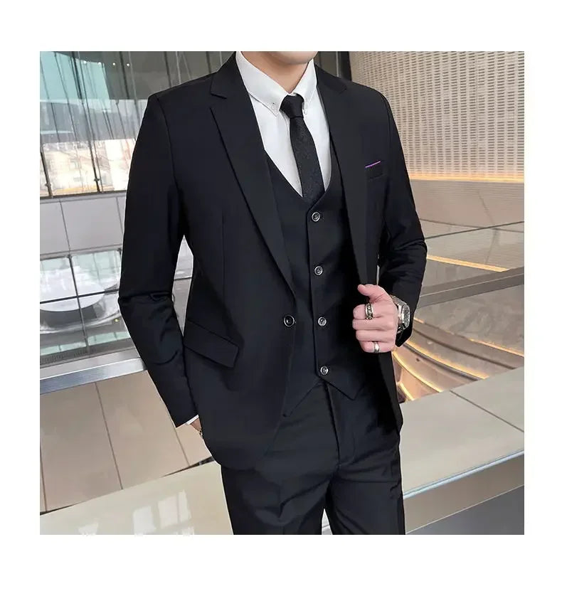 Blazer, Vest & Pants Men's Fashion Business Gentleman Professional Formal Dress Korean Version Banquet Dress Suit 6XL