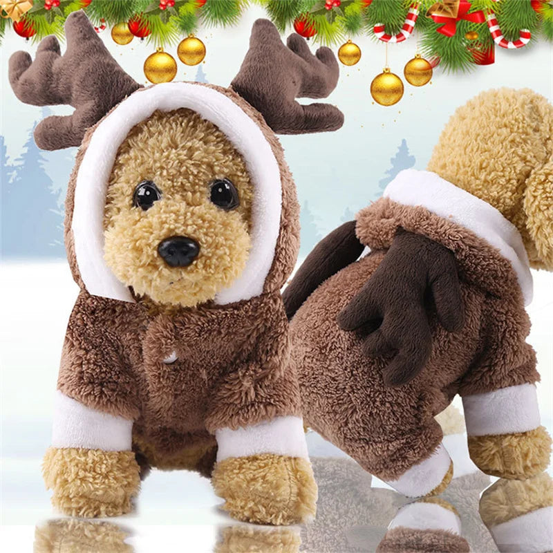 Dog Christmas Costume Dogs Elk Santa Claus Dog Cats Coat Hoodies Christmas Dogs Costume