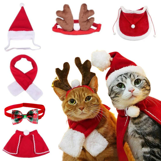 Christmas Dog Scarf Hat Santa Claus Dog Cat Costumes Hat Warm Pet Cosplay Costume Christmas Clothes Pet Clothes