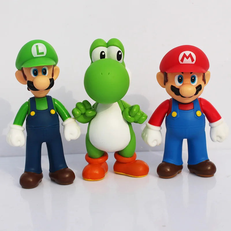 Super Mario Luigi Peach Bowser Yoshi Warrior Action Figure Anime Model Toys Cartoon Doll