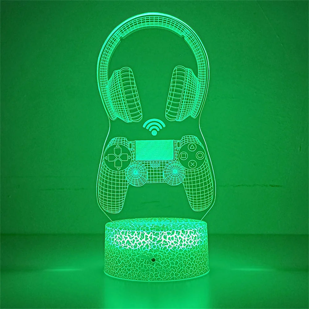 PS4 Gamepad Night Light 3D Illusion Lamp Game Headset Light for Bedroom Decor LED Atmosphere Bedside Night Lamps Kids Gift