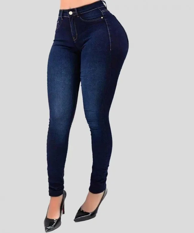 Woman's pure color jeans denim high waist jeans high waist jeans