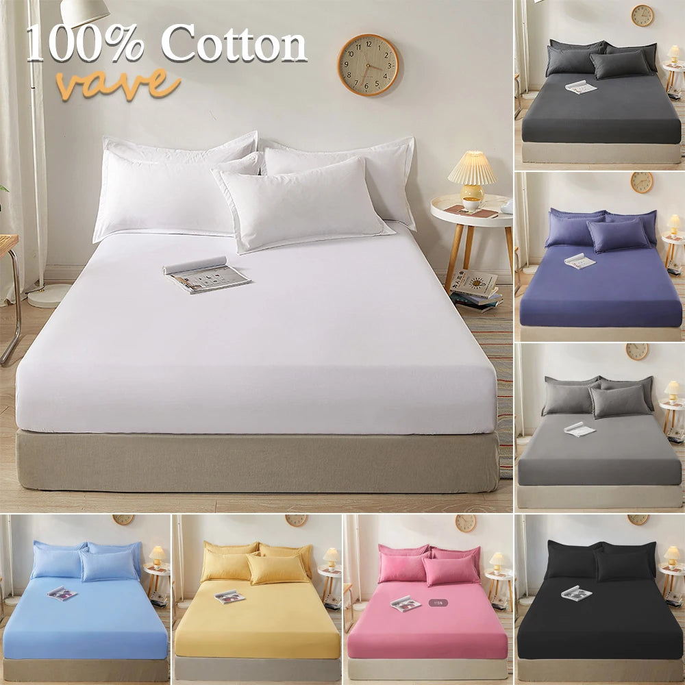 Bed Sheet with Elastic and Anti-slip Adjustable Mattress Cover for Single Double King Queen Bed 100% Cotton Fitted