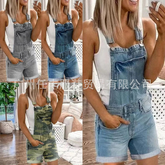 Women Rompers Jeans Jumpsuits One Piece Overalls Denim Shorts