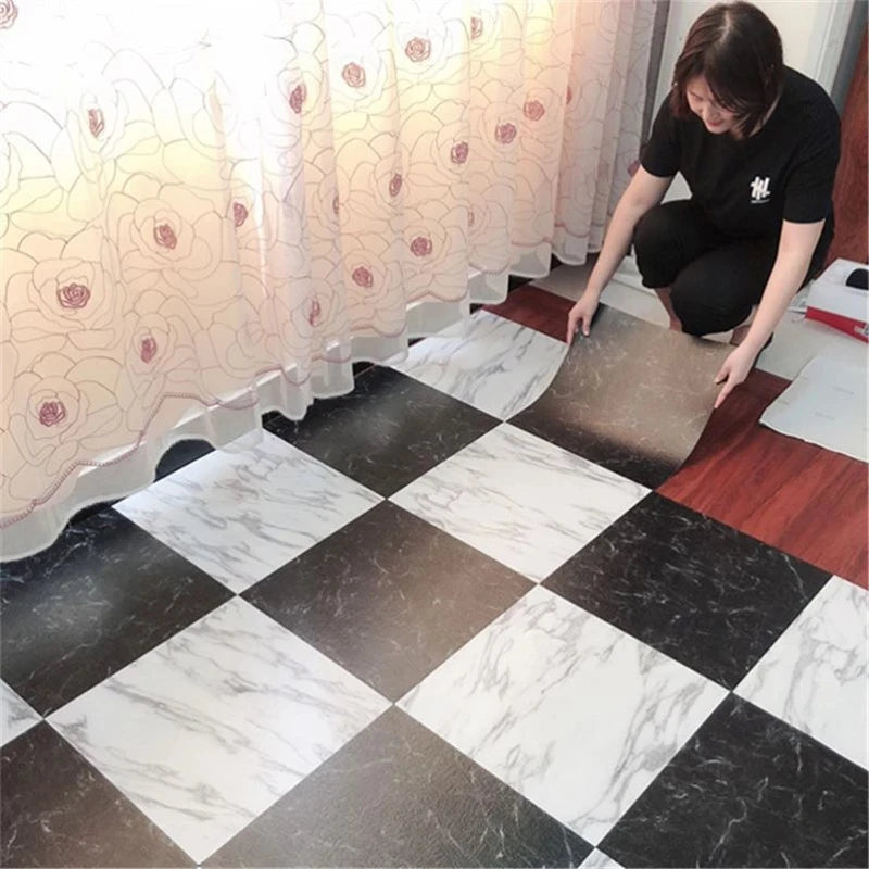 Simulated Marble Tile Floor Sticker PVC Waterproof Self-adhesive for Living room Toilet Kitchen Home Floor Decor 3d Wall sticker