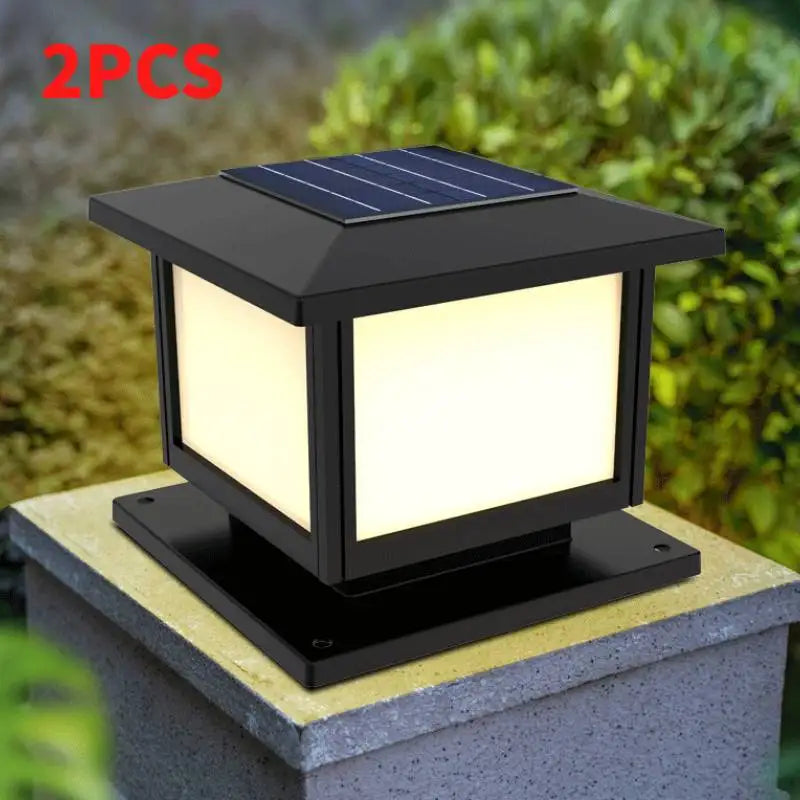 2pcs 20cm LED Solar Pillar Yard Light Outdoor Waterproof Garden Lamp Fits Lawn Fence Pathway Garden Lighting Decor Supplies