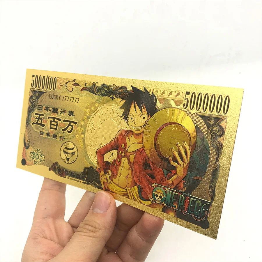 Anime One Piece Toy Golden Cards PVC Zoro Luffy Nika 10 Kinds New Commemorative Banknote Collections Toys Gifts For Party