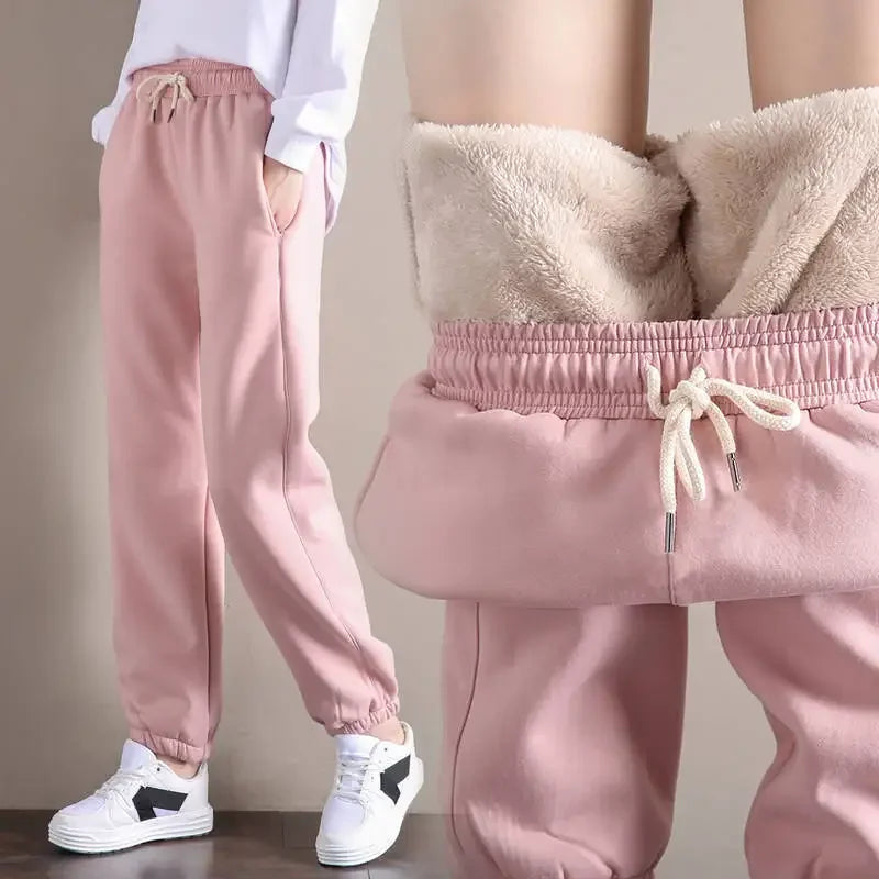 Women's Pants Winter Casual Gym Sweatpants Warm Fleece Trouser Workout Lamb Wool Thick Sports Pants for Women