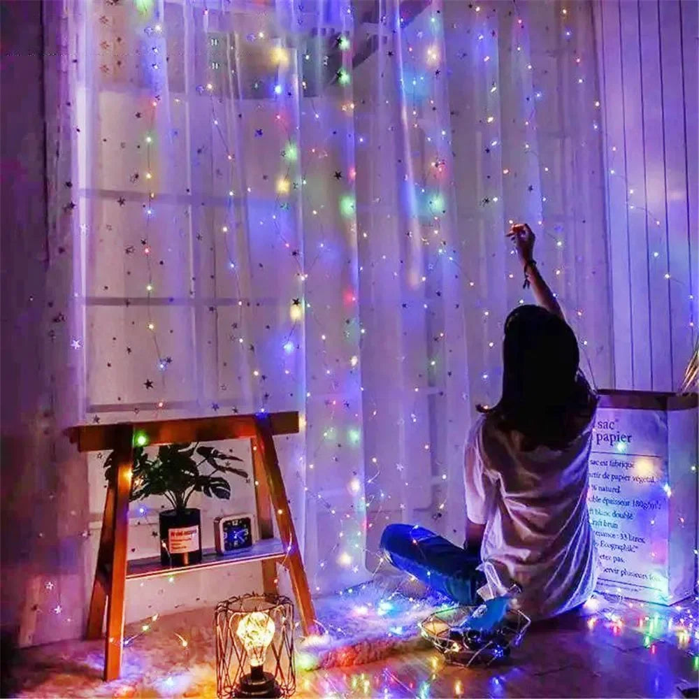 Curtain String Lights, 8 Modes Window Fairy Lights for Wedding Home Garden Bedroom Outdoor Indoor Wall Decorations