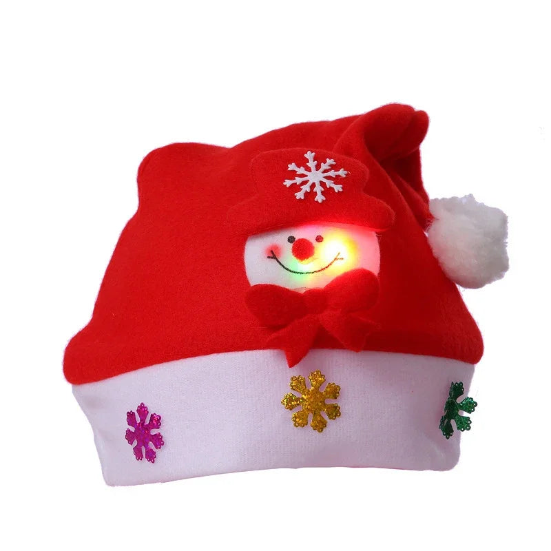 LED Christmas Hats New Year Santa Claus Snowman ElK Cap